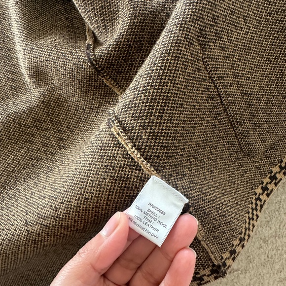 Pendleton 100% Merino Wool Leather Trim Plaid Cardigan Sweater Top - Picture 7 of 8